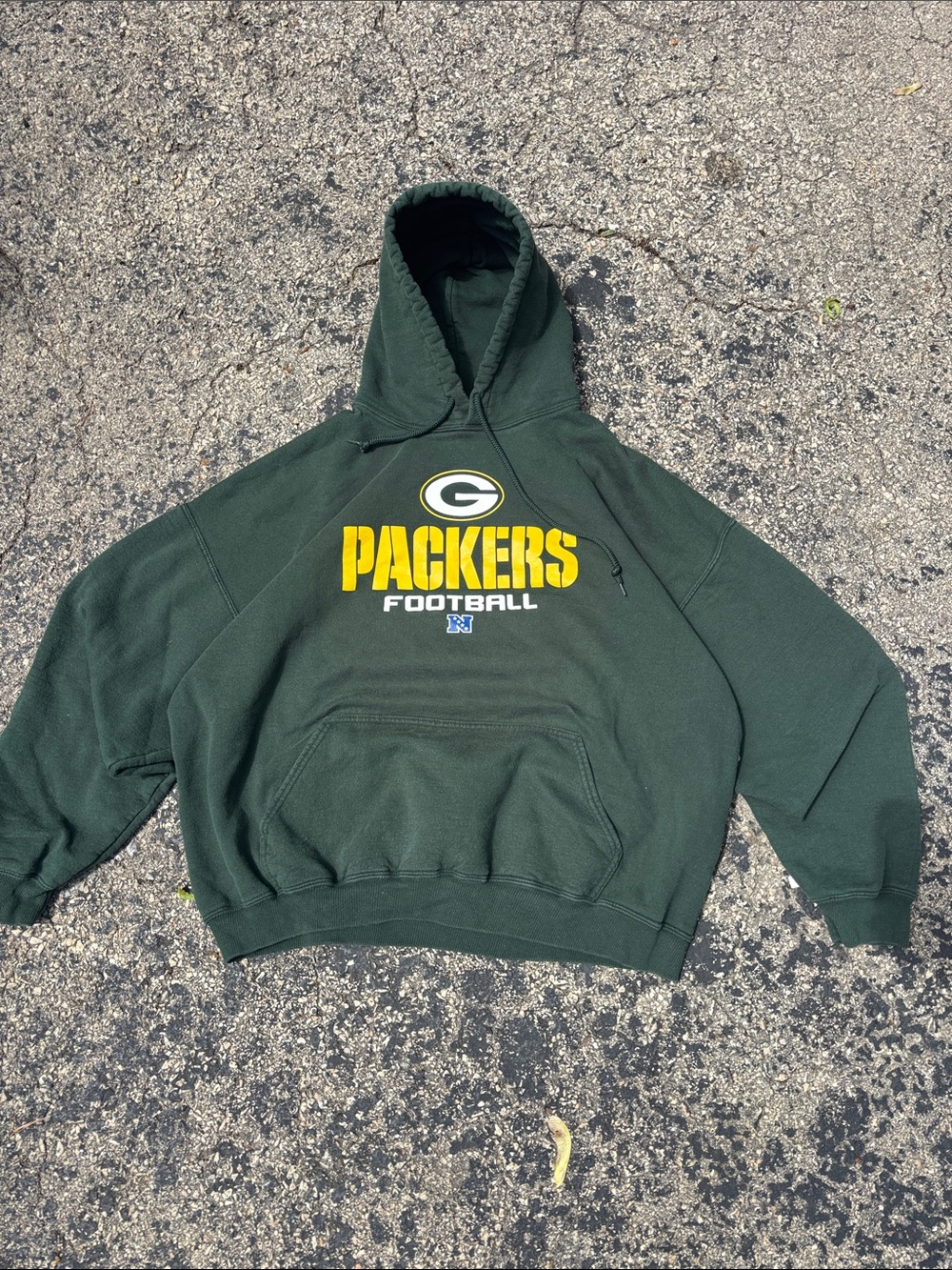 Vintage Y2K NFL Green Bay Packers Mens 2XL Green Football Pullover Hoodie